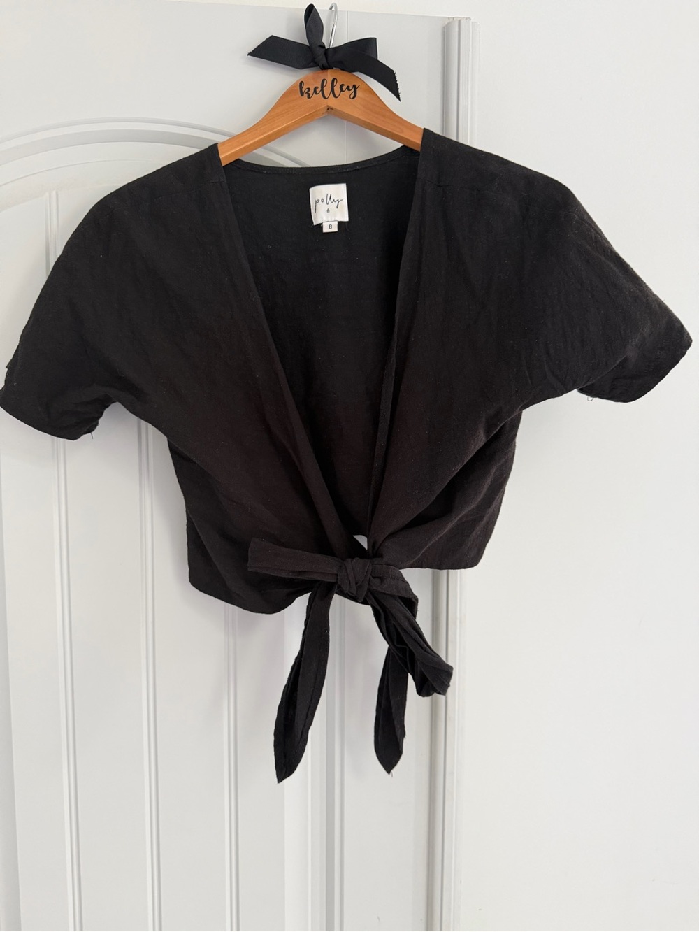 Black Tie-Front Crop Top